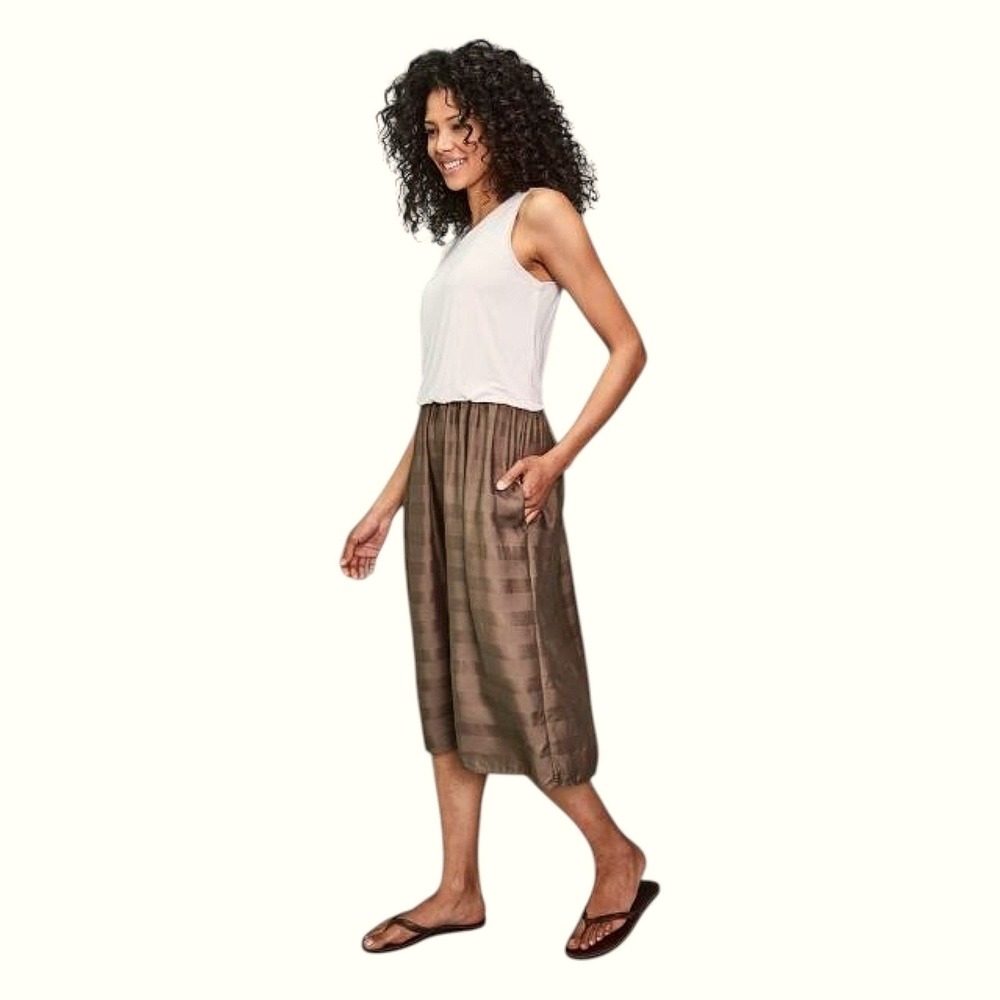 Prana Perry Midi Dress Two Tone Cream Brown Pockets Gorpcore Lagenlook Medium